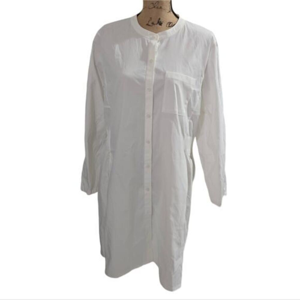 ATHLETA white poplin button down front PERFORMANCE shirt Dress size Xlarge new
